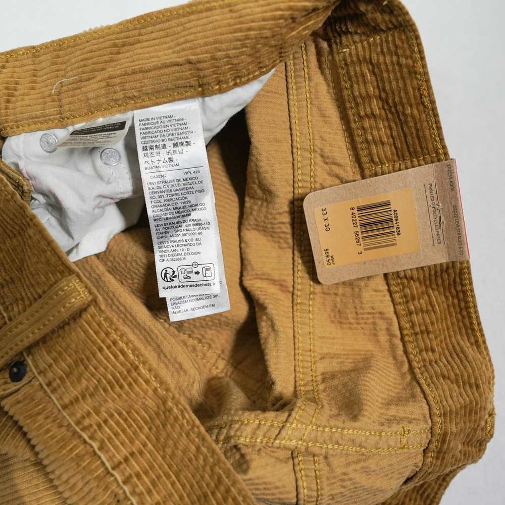 Levis Low Pro Corduroy Pants Mens 33x30 (Fits 36x30)Tan Relaxed Straight Fit NEW - Picture 3 of 7